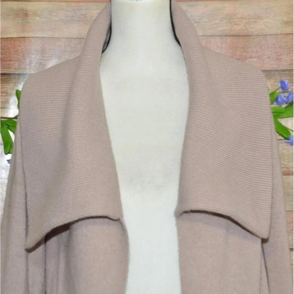 J. Crew Tan Open Shawl Collar Front Wool Cashmere Blend Cardigan Sweater Size M